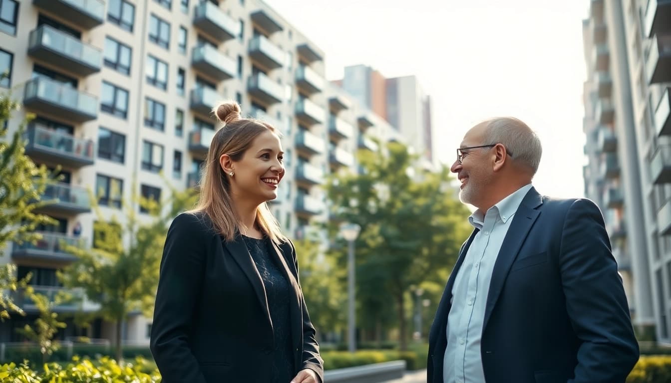 Immobilienmakler Frankfurt Preungesheim zeigt potenziellen Kunden lokale Immobilien.