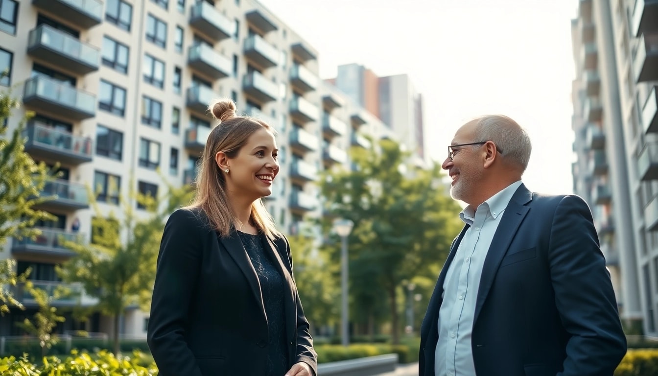 Immobilienmakler Frankfurt Preungesheim zeigt potenziellen Kunden lokale Immobilien.