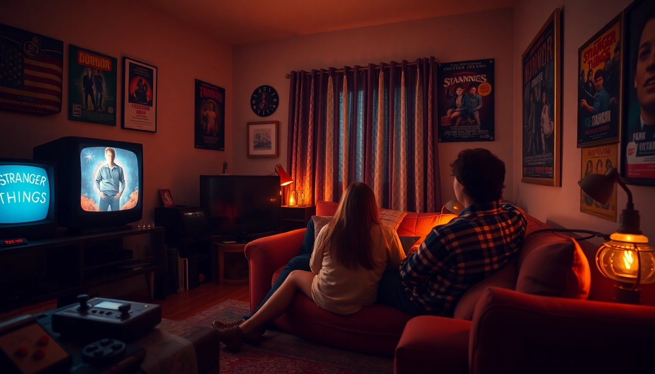 Stranger Things Rezension gemütliche Szene eines Paares, das das Finale sieht, voller Nostalgie und Wärme.