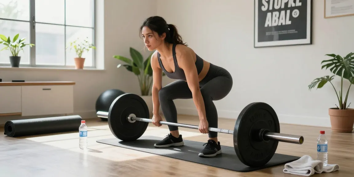 Interaktive Fitness-Session im Selliza Pharma Shop, starke Frau beim Deadlifting.
