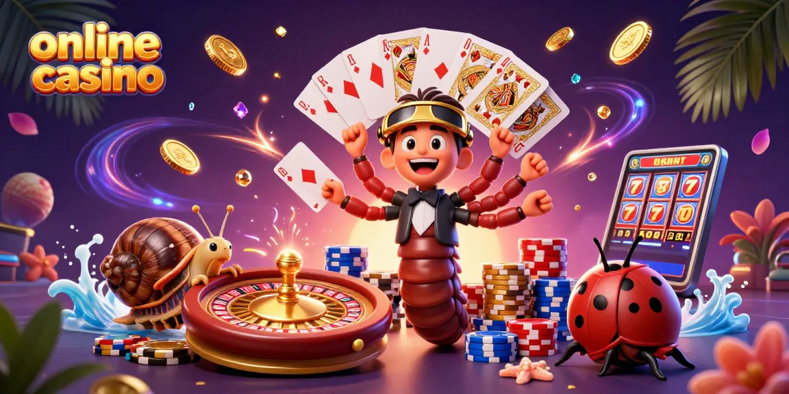 Experience the excitement of an online casino with a fantasy-themed illustration featuring vibrant characters and games.