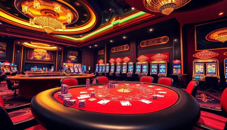 Engage with luxury gaming at MMOO's vibrant casino, showcasing poker, roulette, and excitement.
