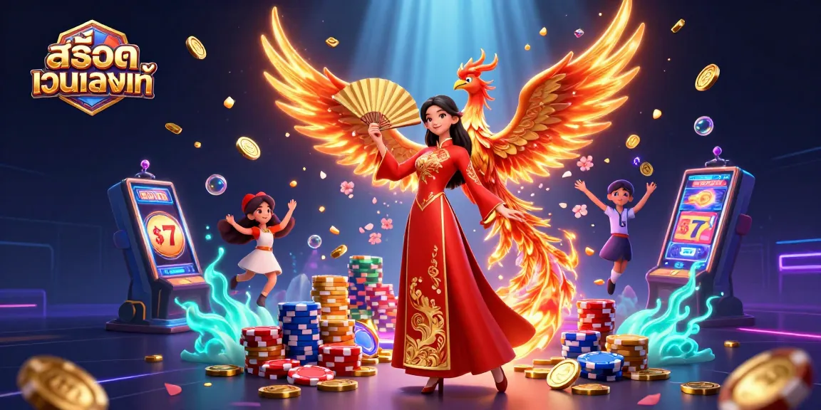 Experience the thrill of สล็อตเว็บตรงแท้ with stunning visuals of casino games and a beautiful dancer.