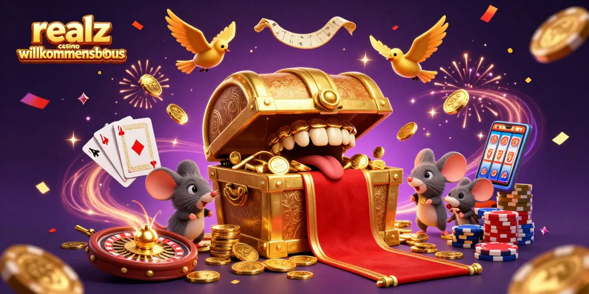 realz Casino Willkommensbonus - Gewinne mit Casino-Action und reichlich Bonusangeboten in einem bunten Design